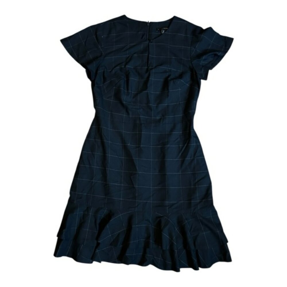 Banana Republic Navy Plaid Knee Length Gray Dress. Size 8